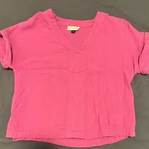 Target Pink Short Sleeve V-Neck Top